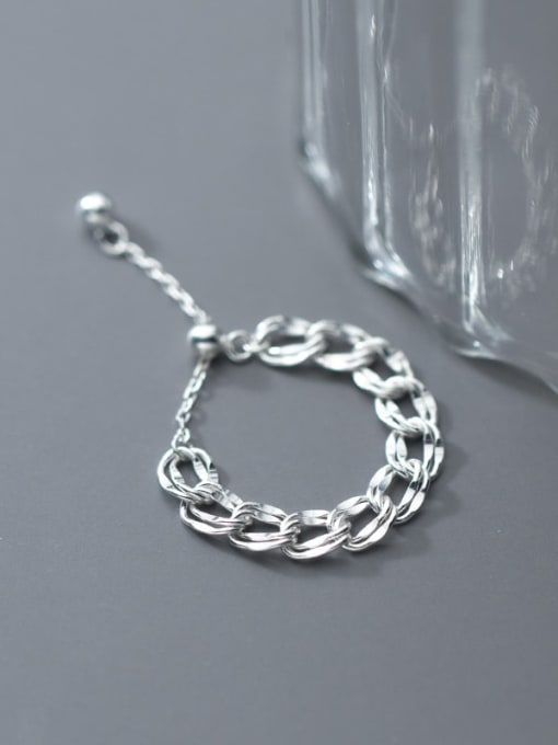 Rosh 925 Sterling Silver Hollow Geometric Chain Minimalist Band Ring 1