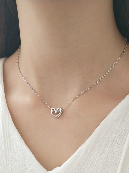 Boomer Cat 925 Sterling Silver heart Necklace 0