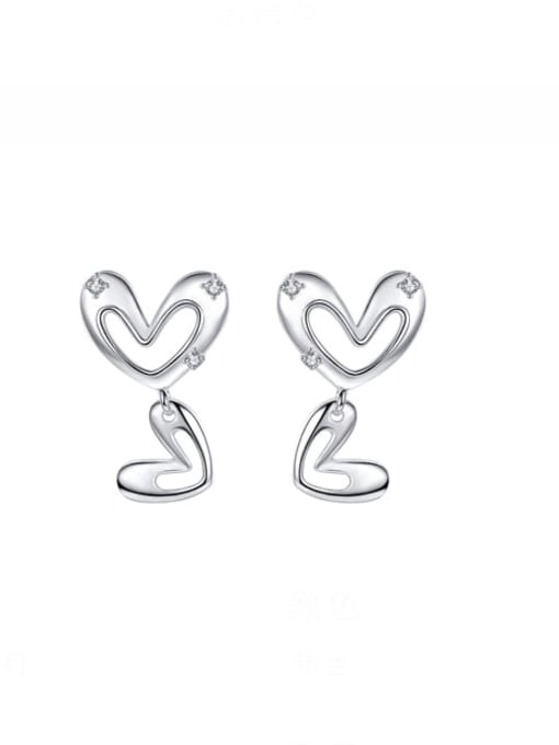 KDP-Silver 925 Sterling Silver Heart Minimalist Drop Earring 0