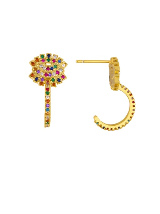CC Brass Cubic Zirconia Rainbow Vintage Stud Earring 0