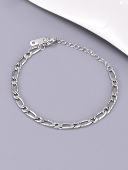 A TEEM Titanium Steel Geometric Chain Minimalist Link Bracelet 0