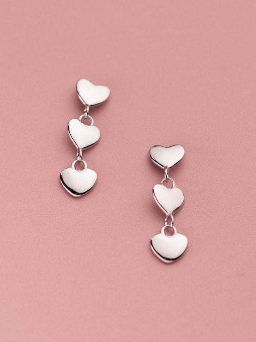 Rosh 925 Sterling Silver Heart Minimalist Long Drop Earring 0