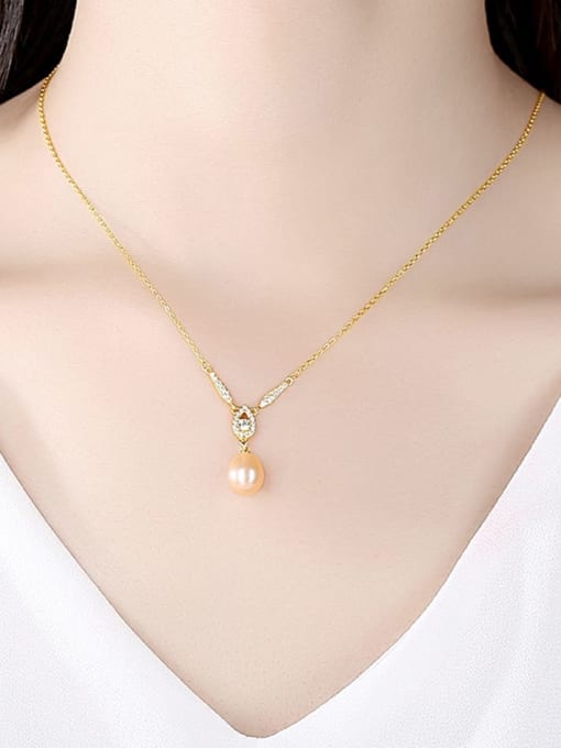 CCUI 925 Sterling Silver Freshwater Pearl Water Drop Minimalist Necklace 1