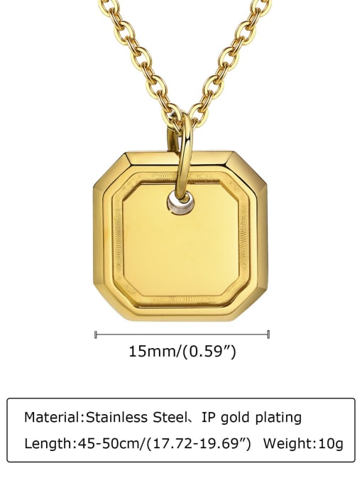 Gold length 45+ 5cm Stainless steel Geometric Hip Hop Necklace