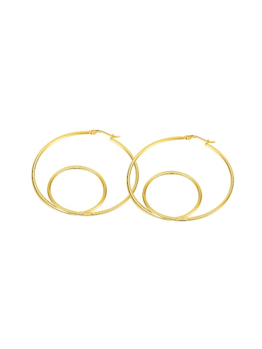 709 gold plated earrings Titanium Steel Geometric Minimalist Hoop Earring