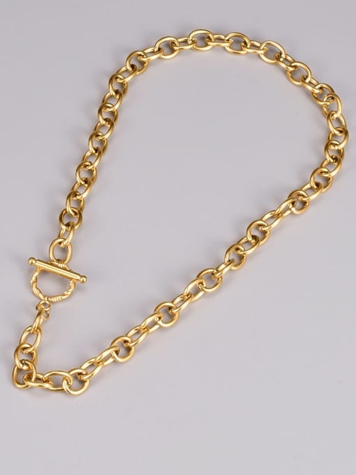 A TEEM Titanium Steel Geometric Vintage Hollow Chain Necklace 3