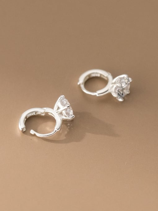 Rosh 925 Sterling Silver Cubic Zirconia Geometric Minimalist Huggie Earring 2
