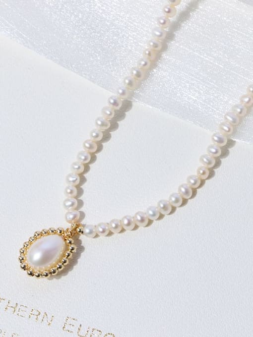 RAIN Brass Freshwater Pearl Round Minimalist Necklace 3