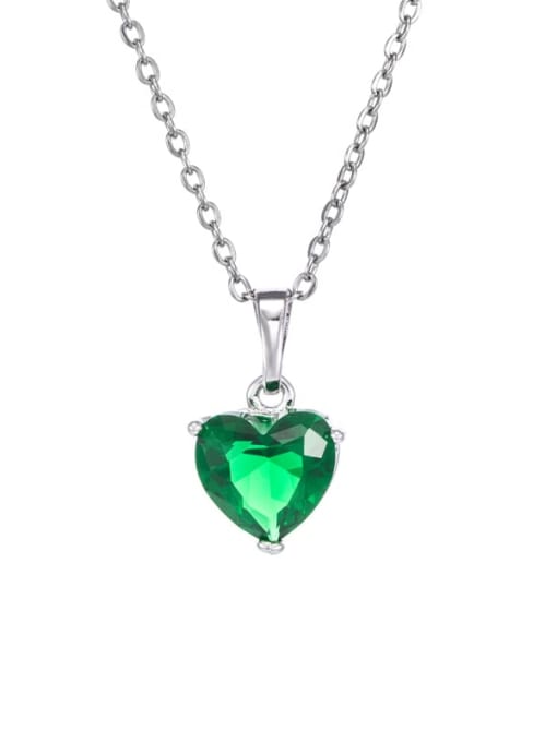 Emerald (including chain) Copper Alloy Cubic Zirconia Heart Minimalist Necklace