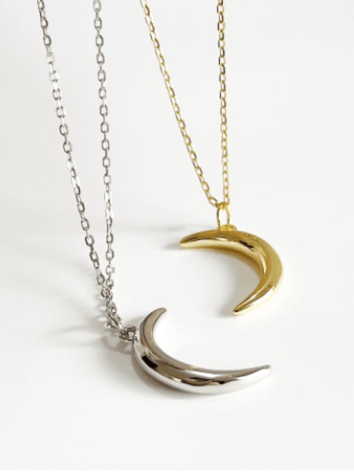 Boomer Cat Sterling silver moon design gold necklace 0
