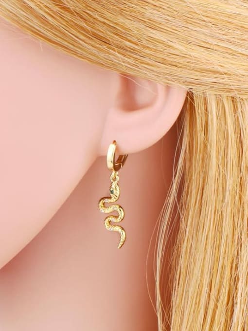 CC Brass Cubic Zirconia Snake Vintage Huggie Earring 1