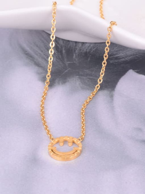 Golden Necklace Titanium  Hollow Smiley Minimalist Choker Necklace