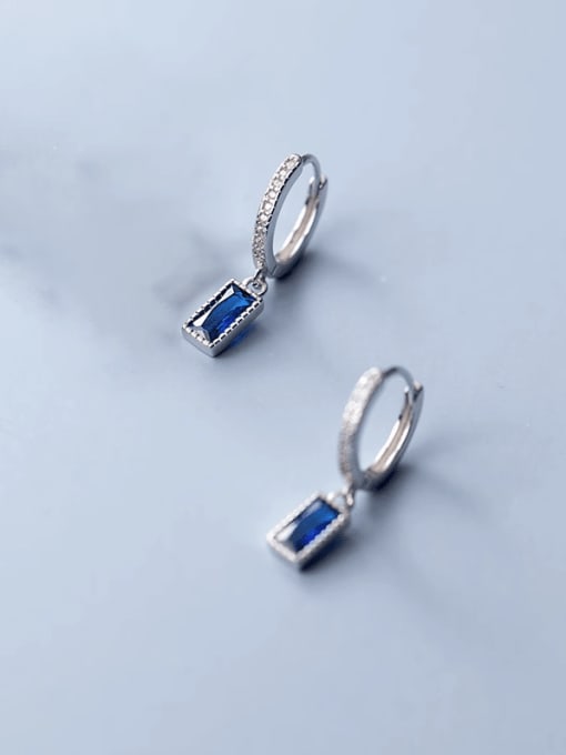 Rosh 925 Sterling Silver Cubic Zirconia Geometric Dainty Huggie Earring 2