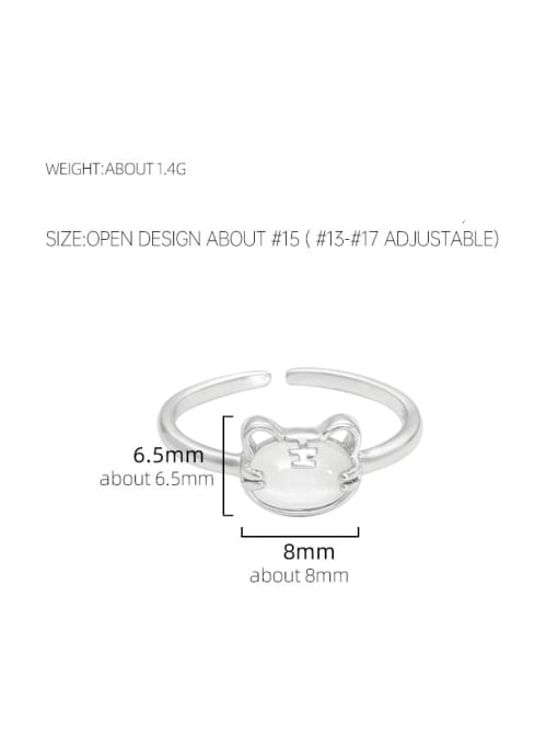 RS815 【 Platinum 】 925 Sterling Silver Cats Eye Cat Cute Band Ring