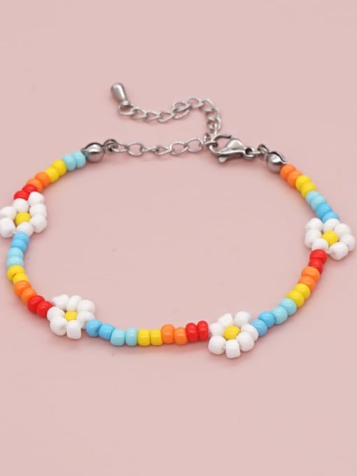 QT B210071A Stainless steel Bohemia Flower Bead Multi Color Bracelet and Necklace Set