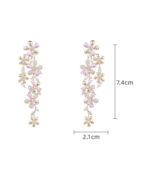 ROSS Brass Cubic Zirconia Multi Color Flower Luxury Cluster Earring 3