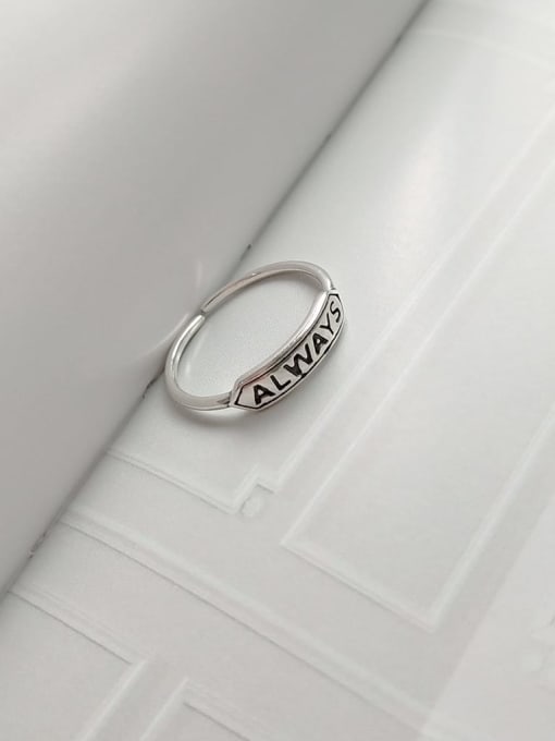 Boomer Cat 925 Sterling Silver Letter Vintage Free Size Midi Ring 1