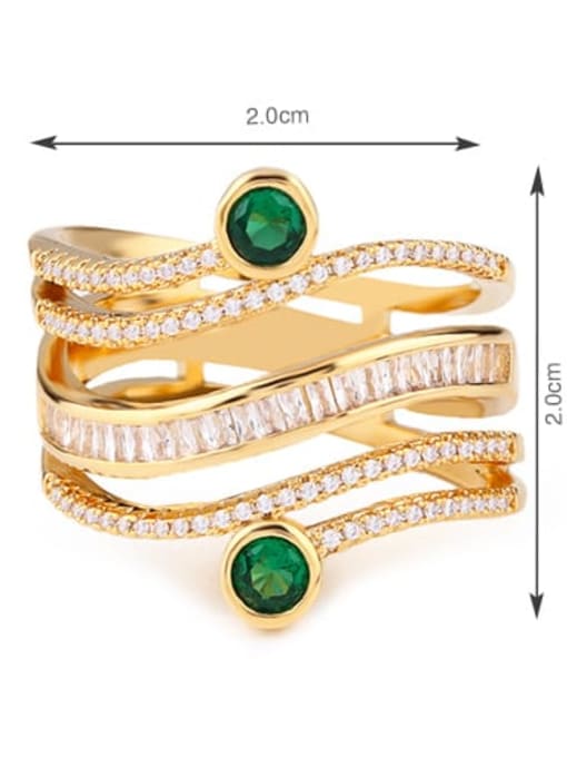 CC Brass Cubic Zirconia Geometric Statement Stackable Ring 4