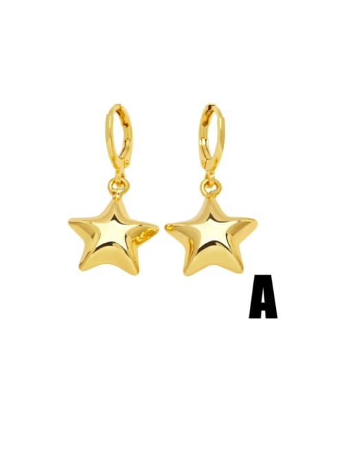 CC Brass Pentagram Minimalist Huggie Earring 2