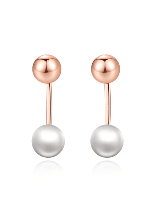 BLING SU Brass Imitation Pearl Geometric Minimalist Stud Earring