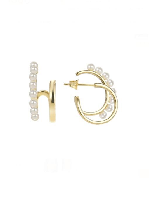 CHARME Brass Imitation Pearl Geometric Minimalist Earring 0