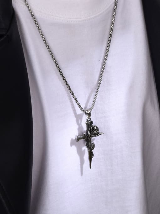 CONG Stainless steel Cross Hip Hop Necklace 1
