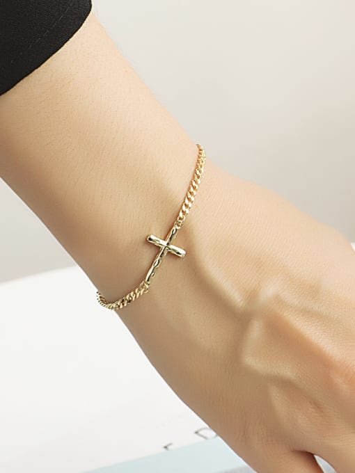 CHARME Brass Cross Minimalist Link Bracelet 1