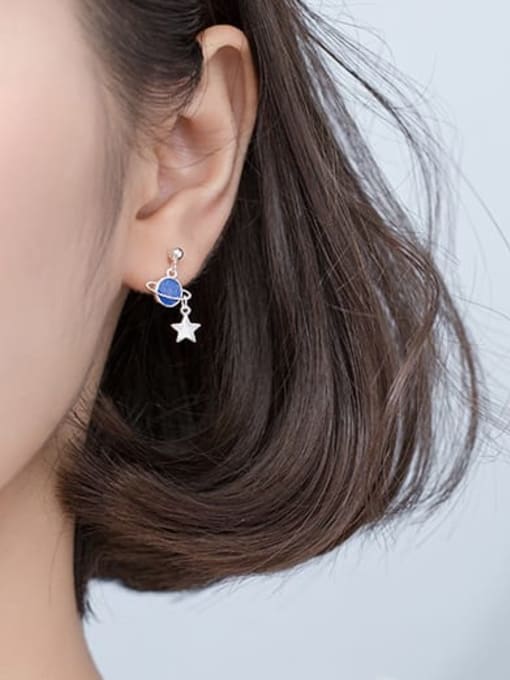 Rosh 925 Sterling Silver Enamel Star Minimalist Stud Earring 1