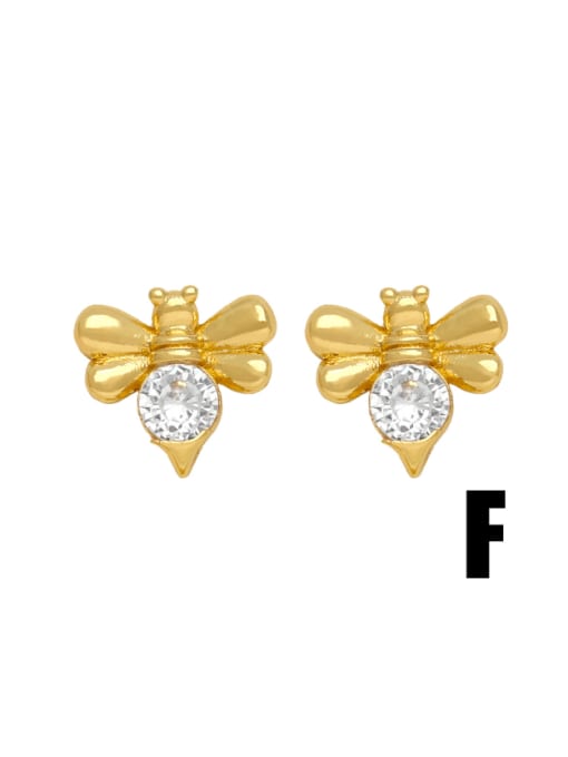 F Brass Cubic Zirconia Star Cute Stud Earring