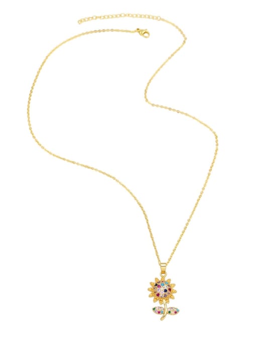 CC Brass Cubic Zirconia Rabbit Vintage Flower Pendant Necklace 3
