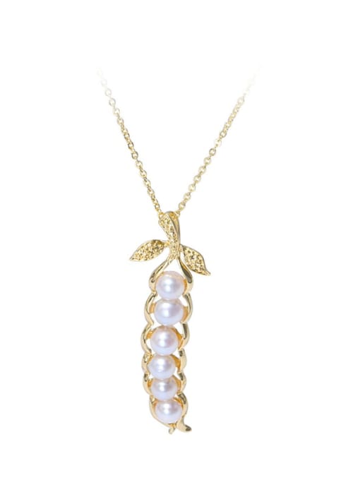 RAIN Brass Freshwater Pearl Irregular Artisan pea Pendant Necklace