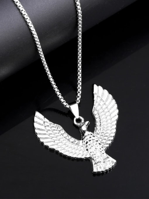 CC Stainless steel  Chain Alloy Pendant Rhinestone Eagle Hip Hop Long Strand Necklace 0