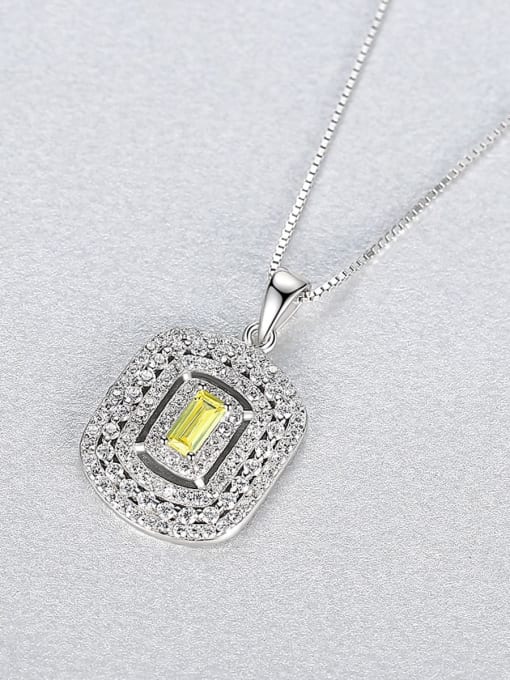 CCUI 925 Sterling Silver Cubic Zirconia Luxury square pendant Necklace 3
