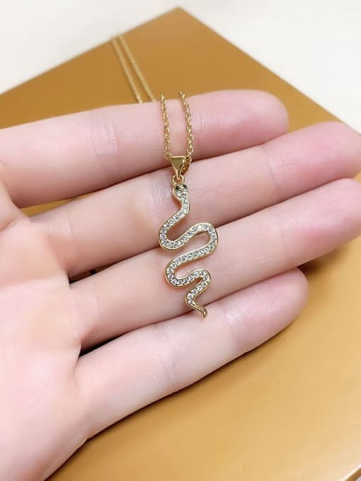 CC Brass Cubic Zirconia Snake Vintage Necklace 4