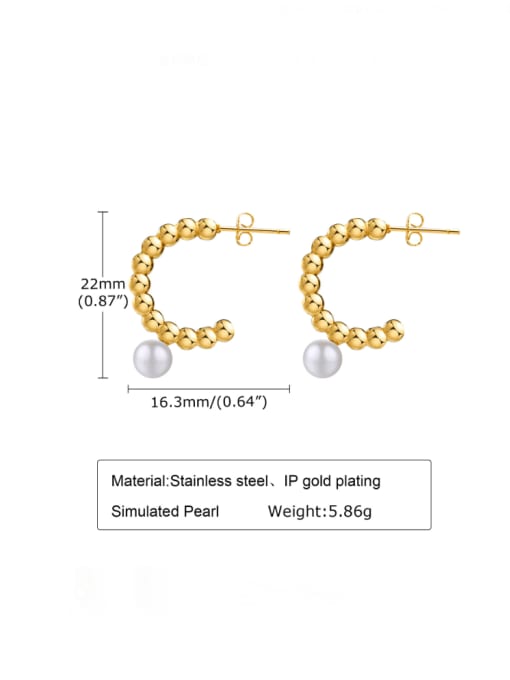 CONG Stainless steel Bead Geometric Minimalist Stud Earring 2