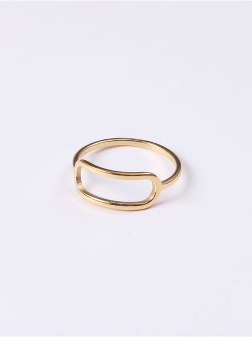 GROSE Titanium With Imitation Gold Plated Simplistic Geometric Band Rings 0