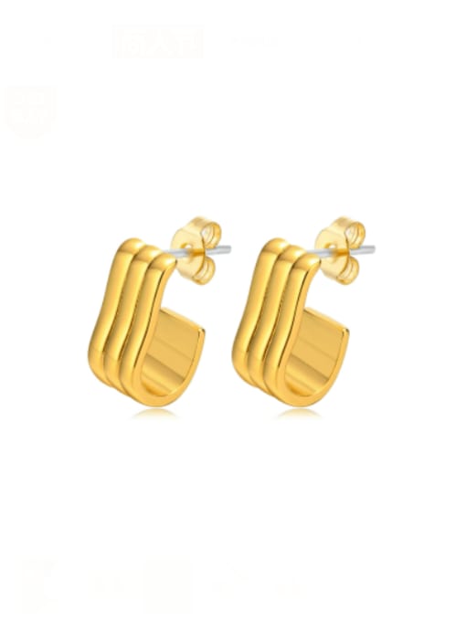 CONG Brass Geometric Vintage Stud Earring