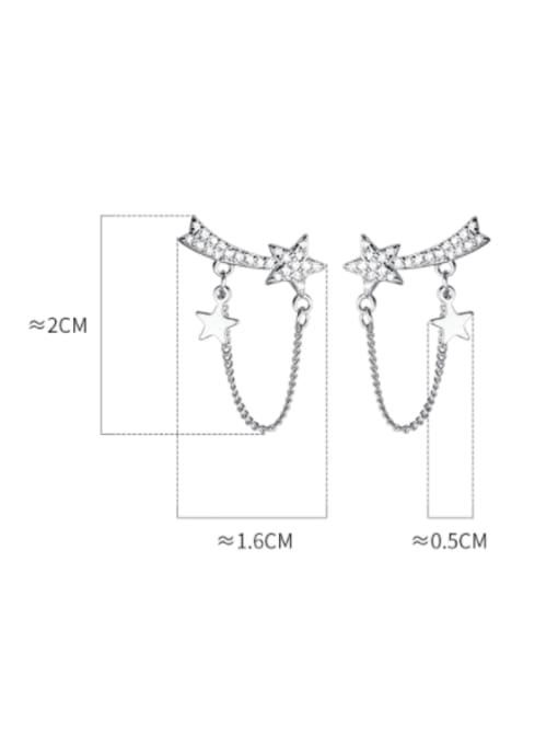 Rosh 925 Sterling Silver Cubic Zirconia Star Tassel Chain Minimalist Drop Earring 3