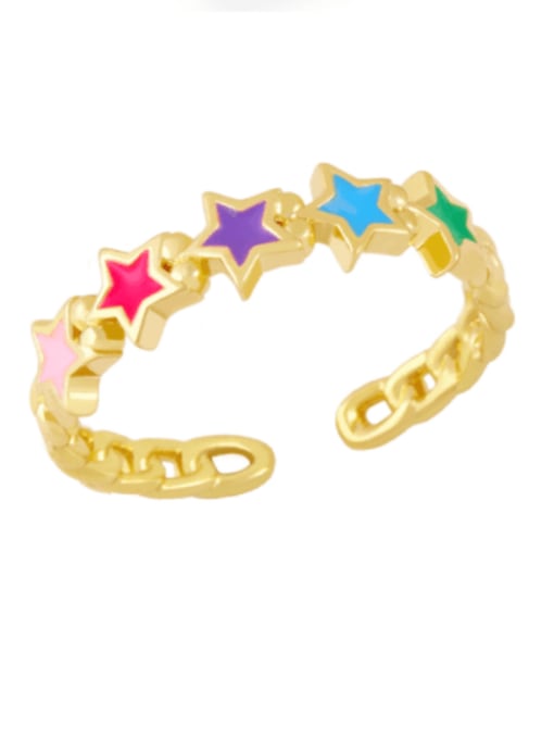 colour Brass Enamel Star Minimalist Band Ring