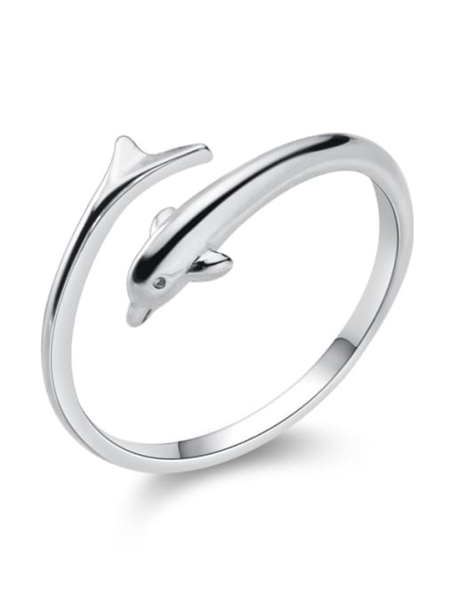 Rosh 925 Sterling Silver Dolphin Minimalist Free Size Ring 3