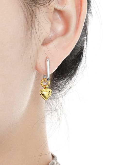 DAKA 925 Sterling Silver Heart Minimalist Huggie Earring 2
