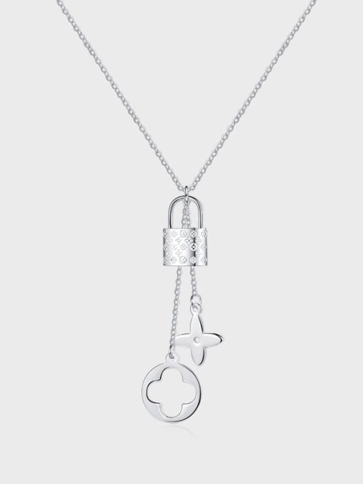 KDP-Silver 925 Sterling Silver Cross Minimalist Tassel Necklace