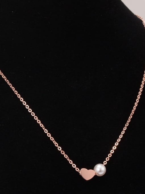 A TEEM Titanium Imitation Pearl Round Minimalist Necklace 1