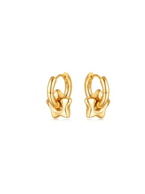 GE846 Steel Earrings Gold Stainless steel Pentagram Minimalist Huggie Earring