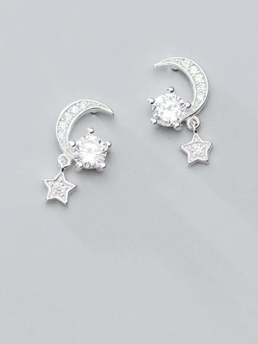 Rosh 925 Sterling Silver Cubic Zirconia White Star Minimalist Stud Earring 1