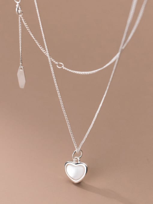Rosh 925 Sterling Silver Shell Heart Minimalist Necklace