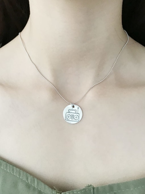 Boomer Cat 925 Sterling Silver Geometric radio Artisan Initials Necklace