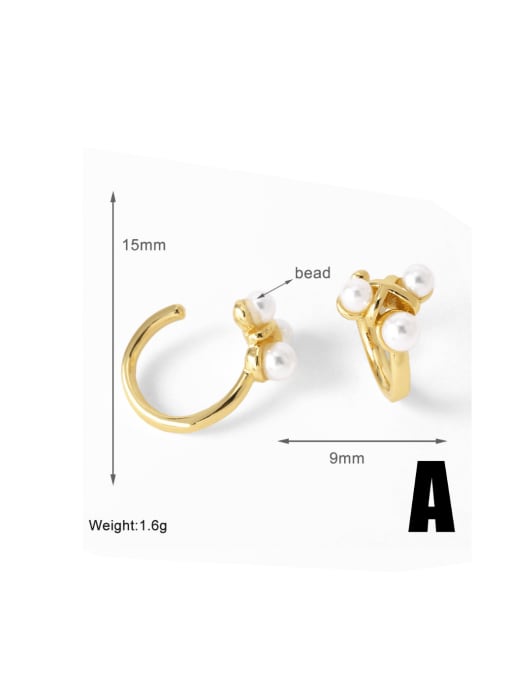 A Brass Imitation Pearl Geometric Minimalist Clip Earring