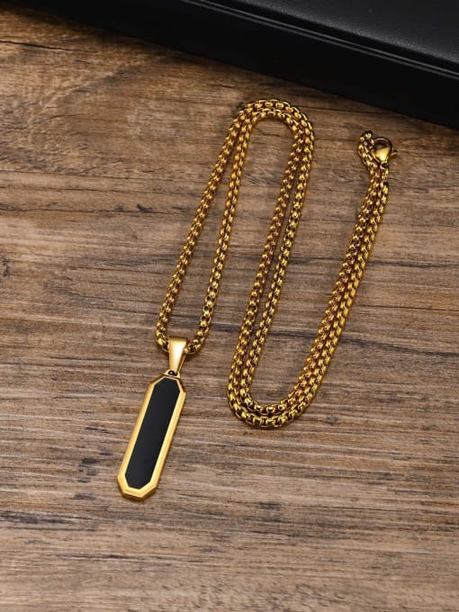 PN 1760 Gold Pendant with Chain 60CM Stainless steel Hip Hop  Geometric Pendant
