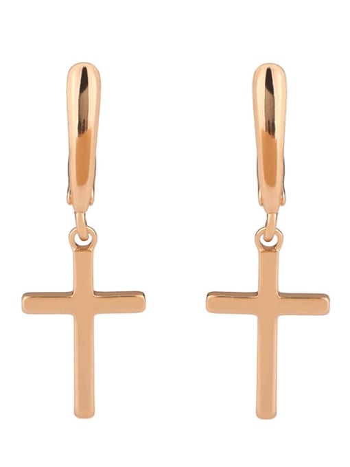 CC Brass Cross Minimalist Huggie Earring 1